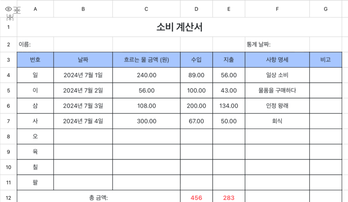 소비 계산서